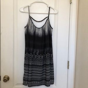 Black and white multi design midi dress